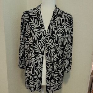 J. Jill NWT Black and White Leaf Print Swing Rayon Cardigan...XL
